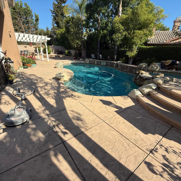 Pool Deck Concrete Staining and Restoration in Newbury Park, CA