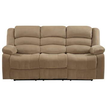 Modern Recliner Sofa, Comfortable Cushioned Microfiber Seat & Padded Arms, Khaki