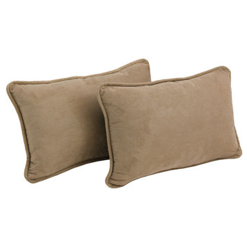 20"X12" Double-Corded Solid Microsuede Back Support Pillows, Set of 2, Java