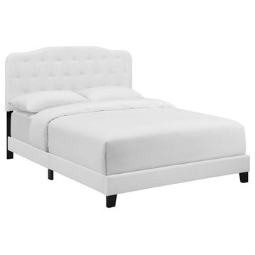 Modway Amelia Queen Upholstered Polyester Fabric Bed in White Finish