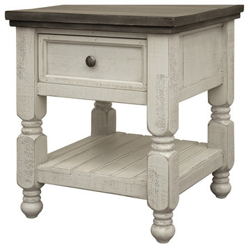 Stonegate 2-Tone Solid Pine Rustic 1 Drawer End Table / Nightstand