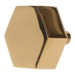 Worlds Away Hexagon Shaped Pull in Brass Finish - Cabinet And Drawer Handle Pulls