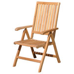 Courtyard Casual - Courtyard Casual Natural Finish Teak Heritage Outdoor Chair - Complete your outdoor living area with Courtyard Casual's natural finish teak Heritage outdoor 5 position adjustable back captains chair. With classic style, grace, and functionality, this piece will look great at your home or years to come. Made from Grade A, FSC certified teak wood, you know you're purchasing high quality, environmentally friendly outdoor furniture. Great for any outdoor setting: patio, covered patio, deck, fire pit, outdoor kitchen, poolside, lanai, gazebo, etc. Fade and UV Resistant. Natural teak finish Environmentally friendly, FSC sourced grade A Teak wood Easy Clean and 1 Year Limited Manufacturer's Warranty