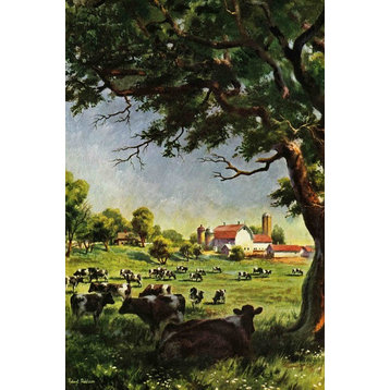 "Cattle Farm" Painting Print on Canvas