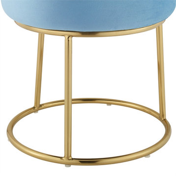 Riverbay Furniture Metal Accent Vanity Stool in Light Blue