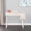 Contemporary Rustic Vanity Table, Flip Up Table With Mirror & Storage, Gray Wash