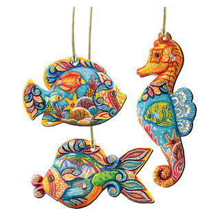 Multi-color Glass Seahorse Ornaments 3pc Set by Kurt Adler 