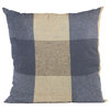 Plutus Blue Squares Plaid Luxury Throw Pillow, 22"x22"