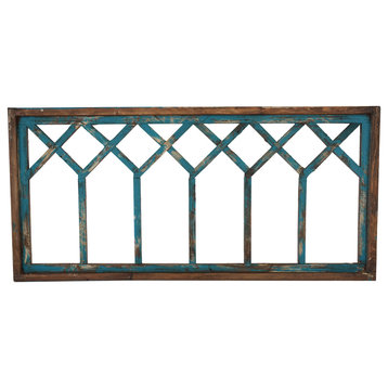 Diamond Simple Window Large Wall Rustic Garden Patio 44x23", Turquoise