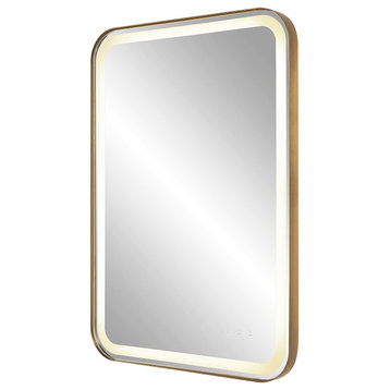 Uttermost Crofton-Lighted Brass Vanity Mirror