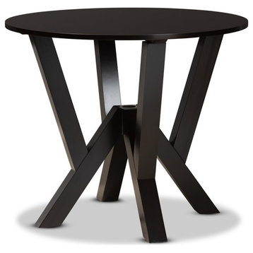 Baxton Studio Irene Dark Brown Finished 35-Inch-Wide Round Wood Dining Table