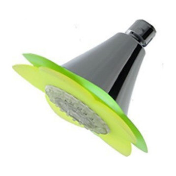 3 Function LED 7 Colors Changing Flower Shower Head in Yellow and Green