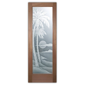Interior Prehung Door or Interior Slab Door - Palm Sunset - Mahogany - 24" x...