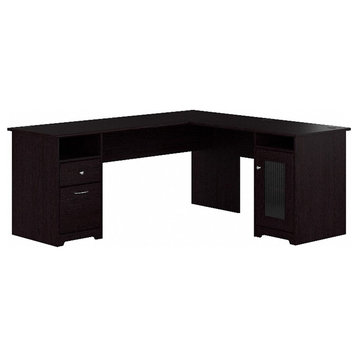Bowery Hill Cabot Engineered Wood Computer Desk with Storage in Espresso