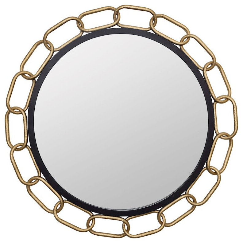 Varaluz Chains of Love 30 in Round Wall Mirror, Black/Gold ...