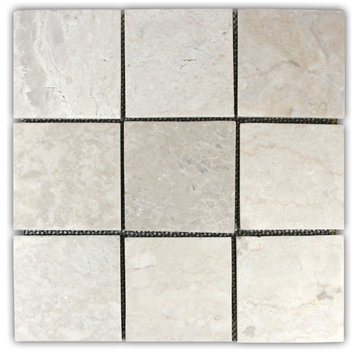 Cream 4" x 4" Stone Mosaic Tile