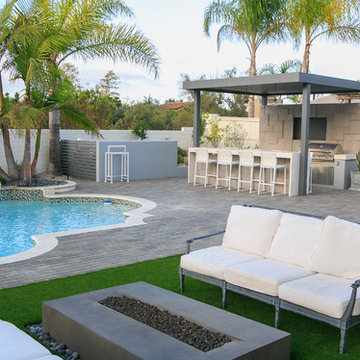 Santaluz - Posh Salt and Peppered Patio with Pool