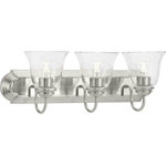 Goodman Designs - 3 Light 24" Bath Vanity Light, Brushed Nickel With Clear Glass - Product Style : Traditional
