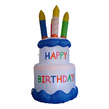Inflatable Happy Birthday Cake with Candles, 6'