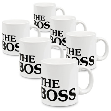 Set of 6 The Boss White mugs