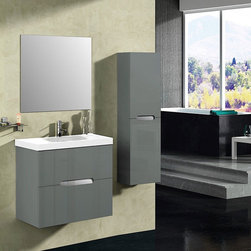 Abella 24 inch Modern Grey Finish Bathroom Vanity with Mirror - Bathroom Vanities And Sink Consoles