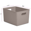 Superio Ribbed Storage Bin, Plastic Storage Basket, Taupe, 22 L