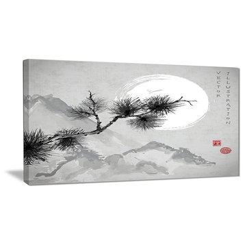"Pine Tree Branch" Japanese Canvas Art Print, 32"x16"