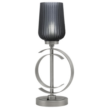 1-Light Table Lamp, Graphite Finish, 5" Smoke Textured Glass