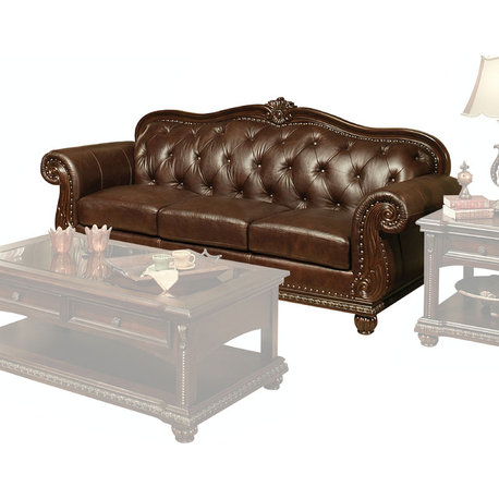 ACME Anondale Sofa, Espresso Top Grain Leather Match