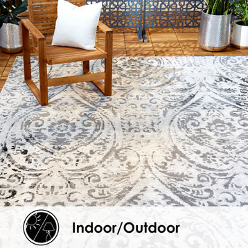 Home Dynamix Area Rugs: Patio Sofia Rugs by Nicole Miller: 4151-123 Ivory-Gray