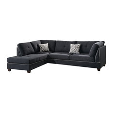 Polyfiber 3 Pieces Sectional Set With Ottoman In Black