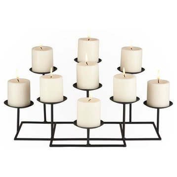 SEI Furniture 9 Candle Candelabra in Matte Black