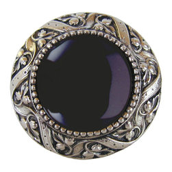 Inviting Home Inc. - Victorian Knob, Bright Nickel With Onyx - Cabinet And Drawer Knobs