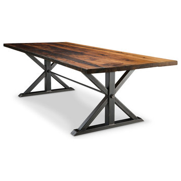 Jackson Double Pedestal Reclaimed Wood Dining Table, 48x108