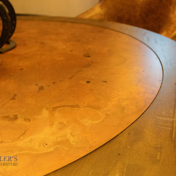 Maple Wood Kitchenette Table with Aged Copper Metal Top