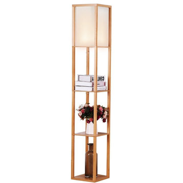 Modern Mood Standing Lamp For Bedroom/Living Room, Natural Wood