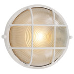 Trans Globe Lighting - Aria 1 Light Bulkhead in White with Ribbed Frost - The Aria Collection is perfect for adding a warm glow to any outdoor area.  The fixture provides a subtle accent to any home exterior and complements a variety of design themes.  The Aria 8" Bulkhead is a Nautical themed fixture that maintains popularity with its timeless bulkhead style and traditional round ship window form. The metal frame encases the Ribbed Frosted Glass lens. The closed design also makes the Aria Collection a great choice for basement  attic  and storage room lighting.&nbsp