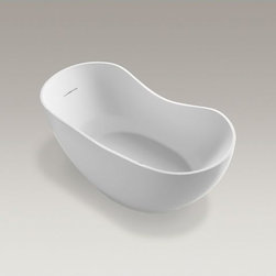 Abrazo(R) 66" x 32" cast acrylic freestanding bath with center toe-tap drain - Bathtubs