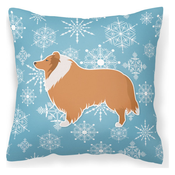 Winter Snowflake Collie Decorative Pillow, 14