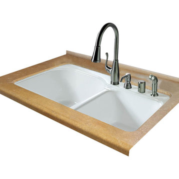 Designer Select Off Set Double Bowl - Tile Edge