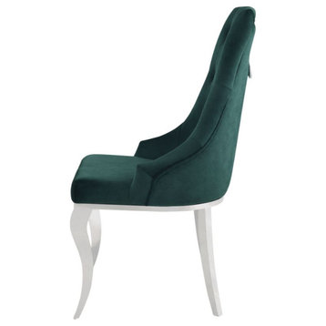 Acme Dekel Side Chair Set of 2 Green Fabric and Stainless Steel