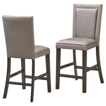 Caputo Counter Height Dining Side Chairs, Gray Vinyl and Wood, Set of 2