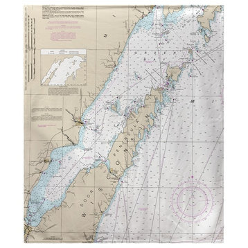 Betsy Drake Door County, Green Bay, WI Nautical Map Nautical Map Fleece Throw