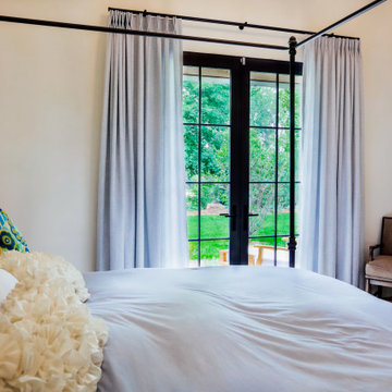 Functional Drapes with 2-Finger Pinch Pleat on a Matte Black Traverse Rod