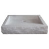 Chiseled Rectangular Natural Stone Vessel Sink, White Marble