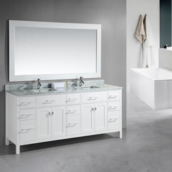 78 inch Contemporary Double Sink Bathroom Vanity Set White Finish - Bathroom Vanities And Sink Consoles