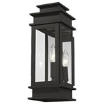Livex Lighting - Princeton 1-Light Wall Lantern, Black - The Princeton collection is a fresh interpretation on the classic English pocket lantern.  Hand crafted solid brass, our Princeton fixtures are built for lasting beauty. This outdoor wall light features a black finish and clear glass. This old world charm is built to last.