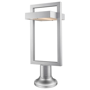 Luttrel Collection 1 Light Outdoor Pier Mounted Fixture in Silver Finish