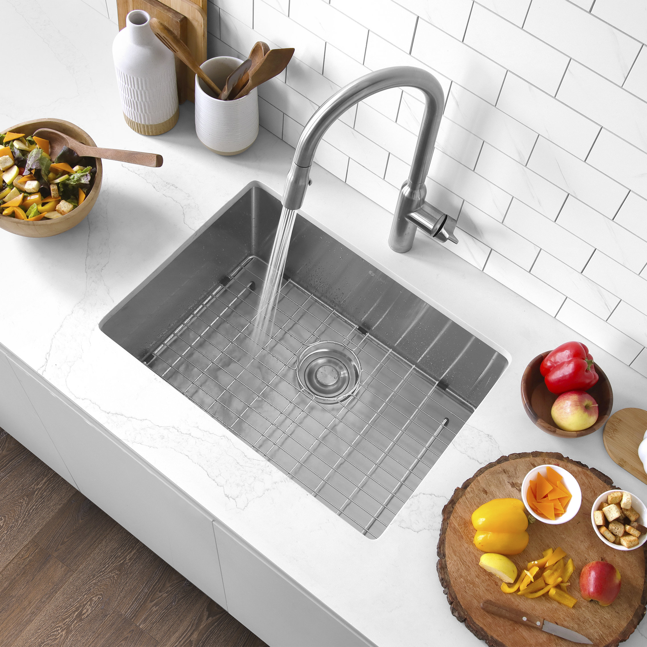 STYLISH 23" x 18" Stainless Steel 16 Gauge Single Basin Undermount Kitchen Sink