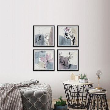 Flower Outlines Quadriptych